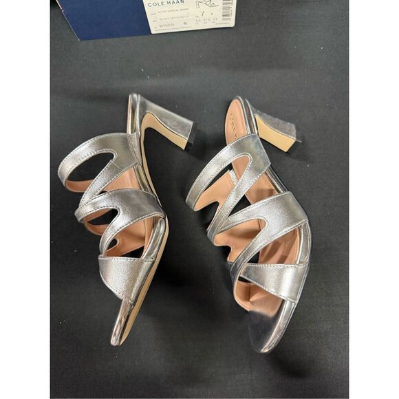Cole Haan Hann Alyse Sandal 65mm Silver Specchio Leather 7 - Picture 3 of 6